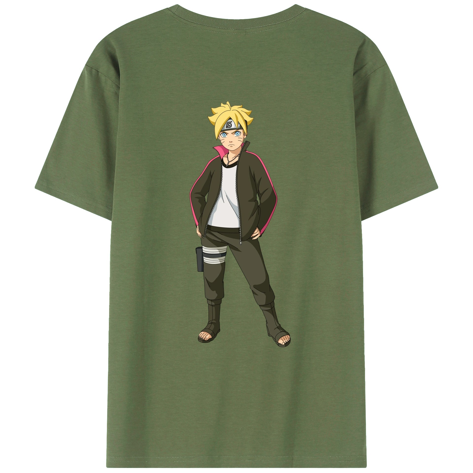 （画像用） NARUTO -ナルト- うずまき ボルト Uzumaki Boruto 綿100％ メンズ半袖Tシャツ（バックプリント） 通気性